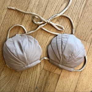 Margarita Mermaid Shell Bikini Top in Beige, S